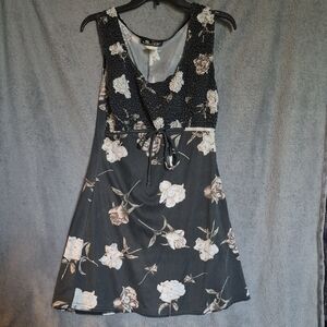 Up Front Black and Cream Floral Dress